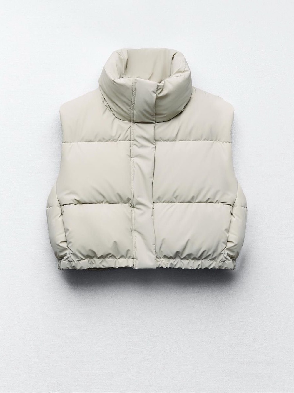 Zara Cropped Puffer Vest - Cream